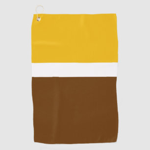 Yellow White Brown Plain Colour Block Design Golf Towel