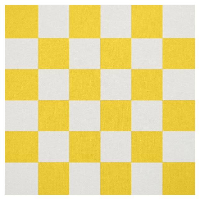 Yellow White Chequered Check Pattern Fabric (Swatch)