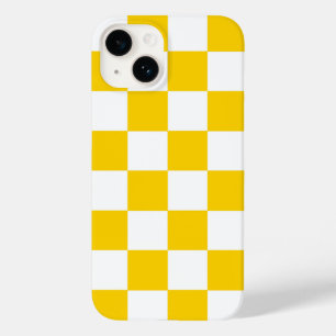Yellow White Chequered Check Pattern iPhone Case