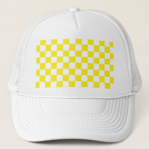 Yellow & White Chequered CUSTOMIZABLE Trucker Hat