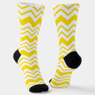 Yellow White Chevron Zigzag Pattern Design Socks
