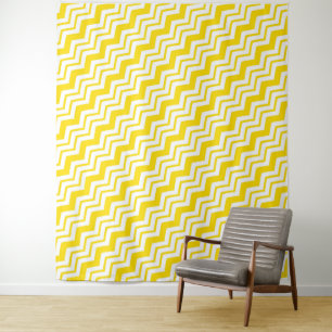 Yellow White Chevron Zigzag Pattern Design Tapestry