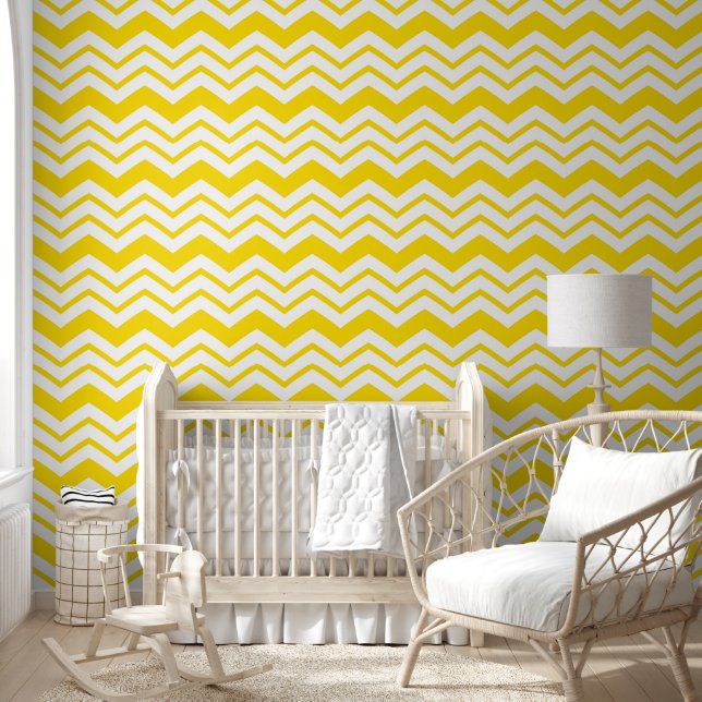 Yellow White Chevron Zigzag Pattern Design  Wallpaper (Kids)