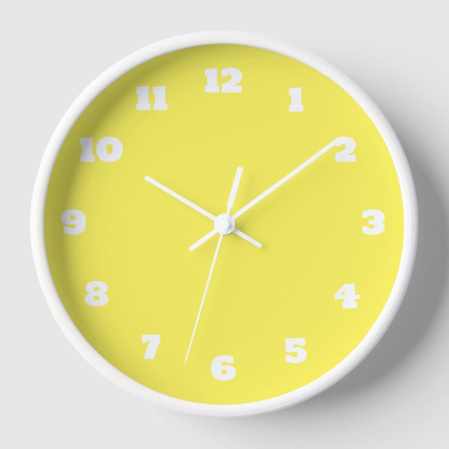 Yellow White Colourful Bright Custom Colour Decor Clock (Front)