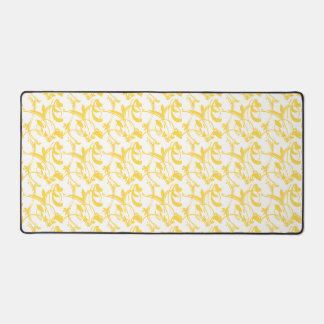 Yellow White Colours Artistic Scrolling Pattern Desk Mat