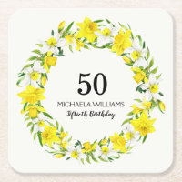 Yellow White Daffodil Wreath 50th Birthday