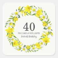 Yellow White Daffodils Wreath 40th Birthday
