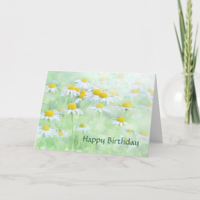 Yellow White Daisies Birthday Card (Front)