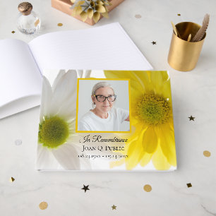 Yellow White Daisies Celebration of Life Funeral Guest Book