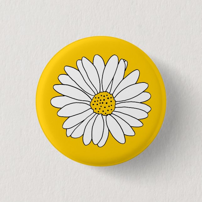 Yellow White Daisy 3 Cm Round Badge (Front)
