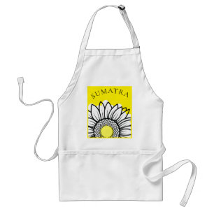 Yellow White Daisy Custom Text Kitchen Apron