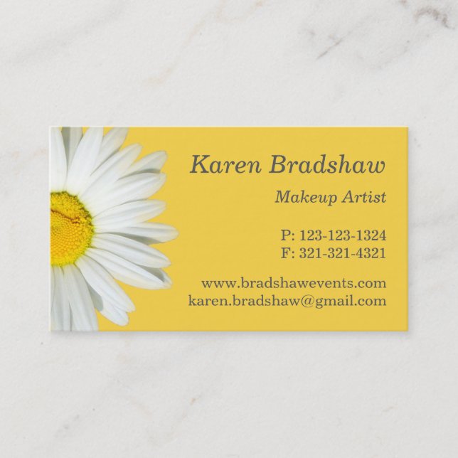 Yellow & White Daisy Graphic Design Business Cards (Front)