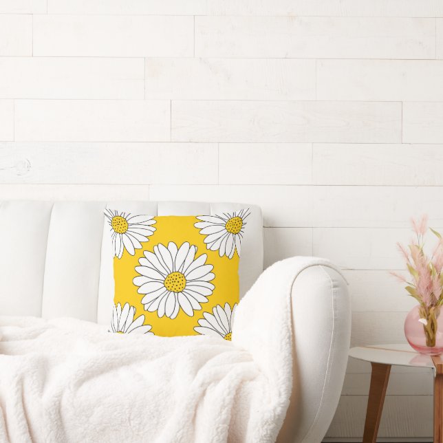 Yellow White Daisy Pattern 2  Cushion (Couch)