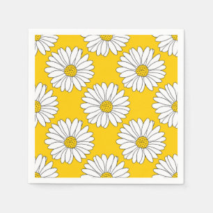 Yellow White Daisy Pattern 2 Napkin