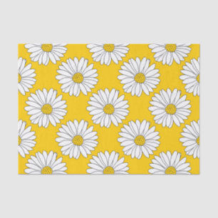 Yellow White Daisy Pattern 2 Tissue Paper