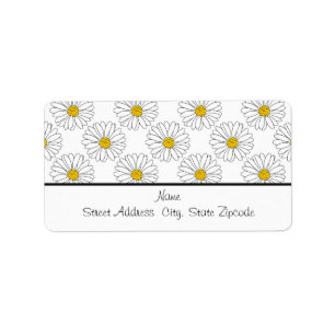 Yellow White Daisy Pattern Label