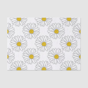Yellow White Daisy Pattern Tissue Paper