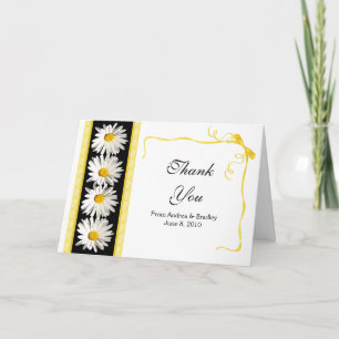 Yellow White Daisy Ribbon Wedding Thank You Card