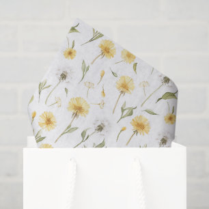 Yellow White Dandelions Flowers Birthday Tissue Paper