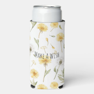 Yellow White Dandelions Flowers Make A Wish Seltzer Can Cooler