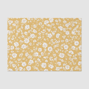 Yellow White Ditsy Pastel Boho 70s Vintage Floral Tissue Paper