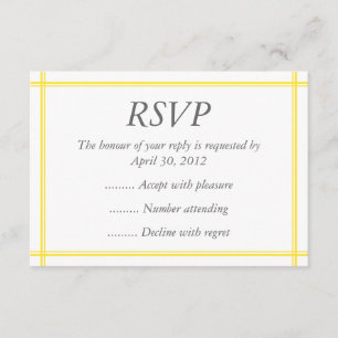 Yellow & White Event Reply, RSVP or Response Cards