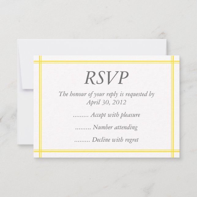 Yellow & White Event Reply, RSVP or Response Cards (Front)