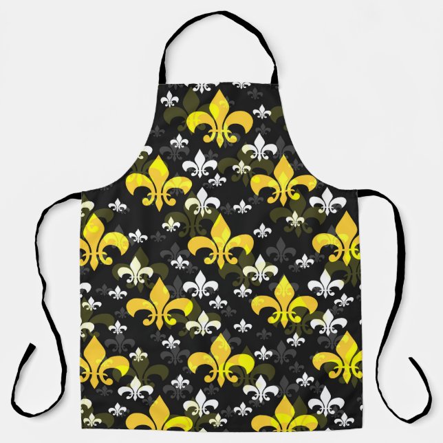 Yellow White Fleur De Lis  Apron (Front)