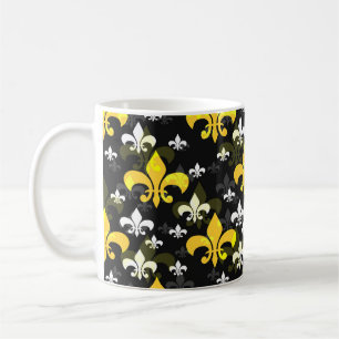 Yellow White Fleur De Lis  Coffee Mug