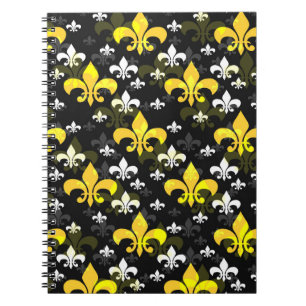 Yellow White Fleur De Lis Notebook