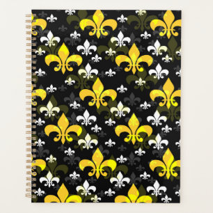 Yellow White Fleur De Lis Planner
