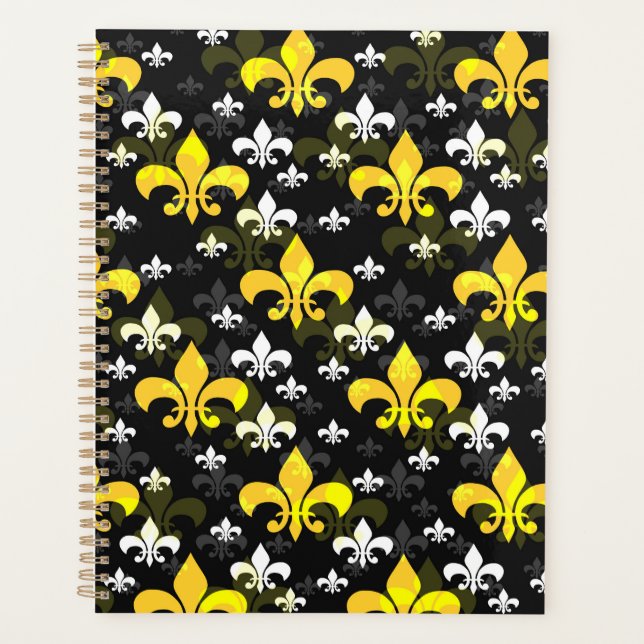 Yellow White Fleur De Lis  Planner (Front)