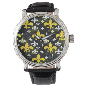 Yellow White Fleur De Lis Watch