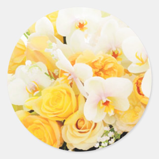Yellow & White Floral Envelope Seal Stickers (Front)