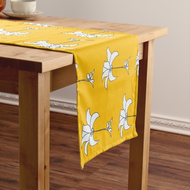 Yellow White Floral Short Table Runner (In Situ)