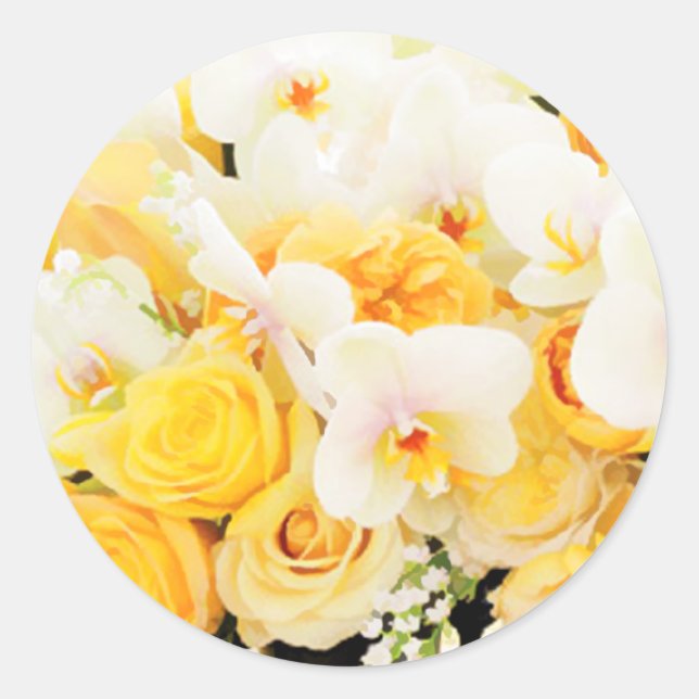 Yellow & White Floral Wedding Envelope Seals (Front)