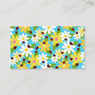 Yellow White Flowers Red Ladybug Beetle Business Card