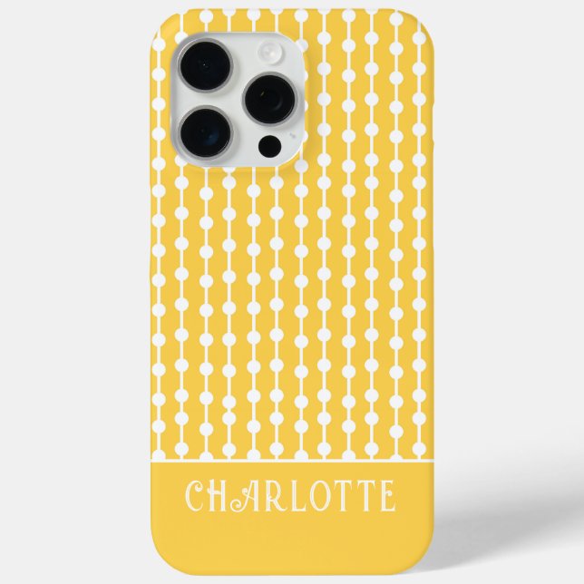 Yellow White Geometric Personalised Name Case-Mate iPhone Case (Back)