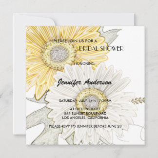 Yellow & White Gerber Daisy Bridal-Wedding Shower Invitation