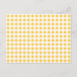Yellow White Gingham Pattern Postcard