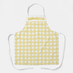 Yellow & White Gingham Plaid pattern Apron