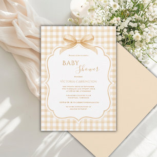 Yellow White Gingham Whimsical Baby Shower Invitation