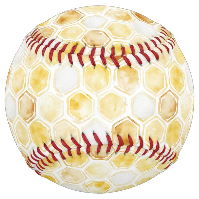Yellow White Gold Honeycomb Softball (Front)