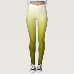 Yellow White Gradient Geometric Mesh Pattern Leggings