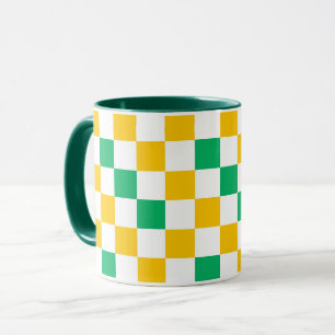 Yellow White Green Chequered Design Mug