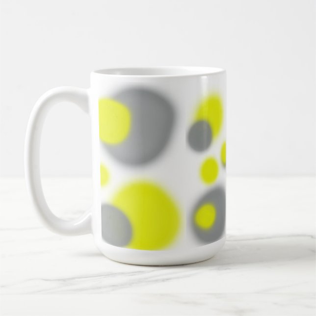 Yellow White Grey Abstract Art Coffee Mug (Left)
