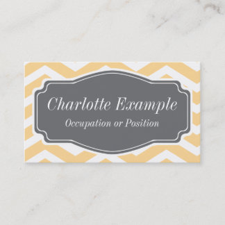 Yellow White Grey Chevron Personal Business Card