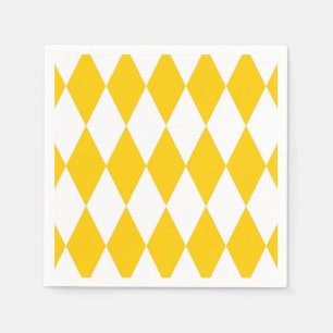 Yellow White Harlequin Diamonds Checkers Design Napkin