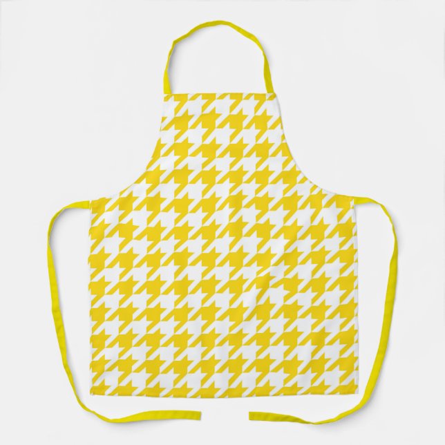 Yellow White Houndstooth Check Apron (Front)