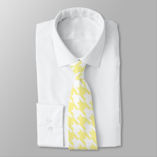 Yellow & White Houndstooth Necktie (Tied)